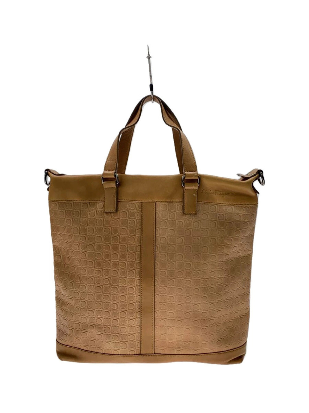 Salvatore Ferragamo Tote Bag Leather Camel Brown All over